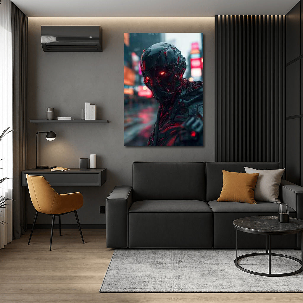 Neon Guardian: Glowing Eyes Cyberpunk City