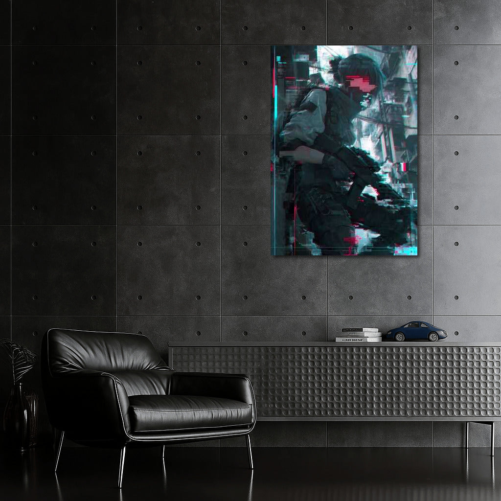 Neon Warrior: Ready for Digital Battle in the Cyberpunk World