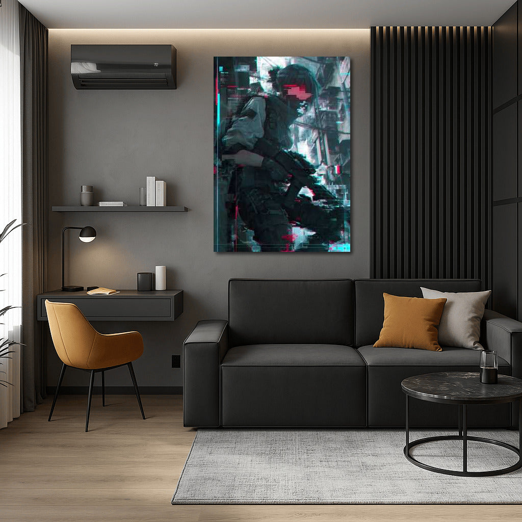 Neon Warrior: Ready for Digital Battle in the Cyberpunk World