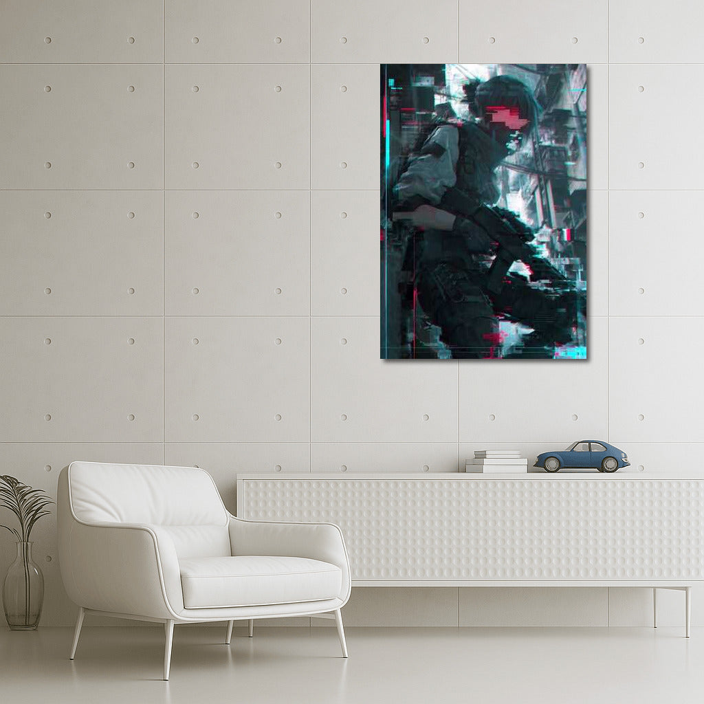 Neon Warrior: Ready for Digital Battle in the Cyberpunk World