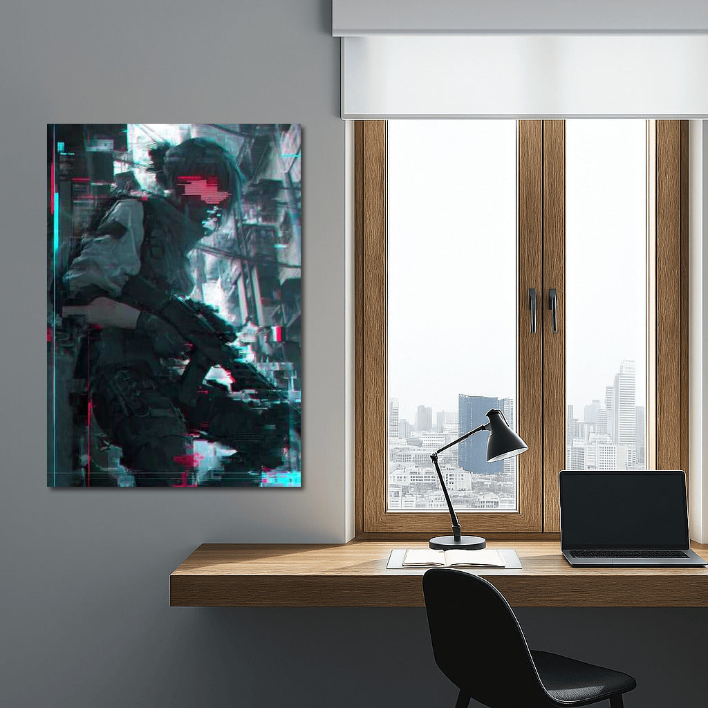 Neon Warrior: Ready for Digital Battle in the Cyberpunk World