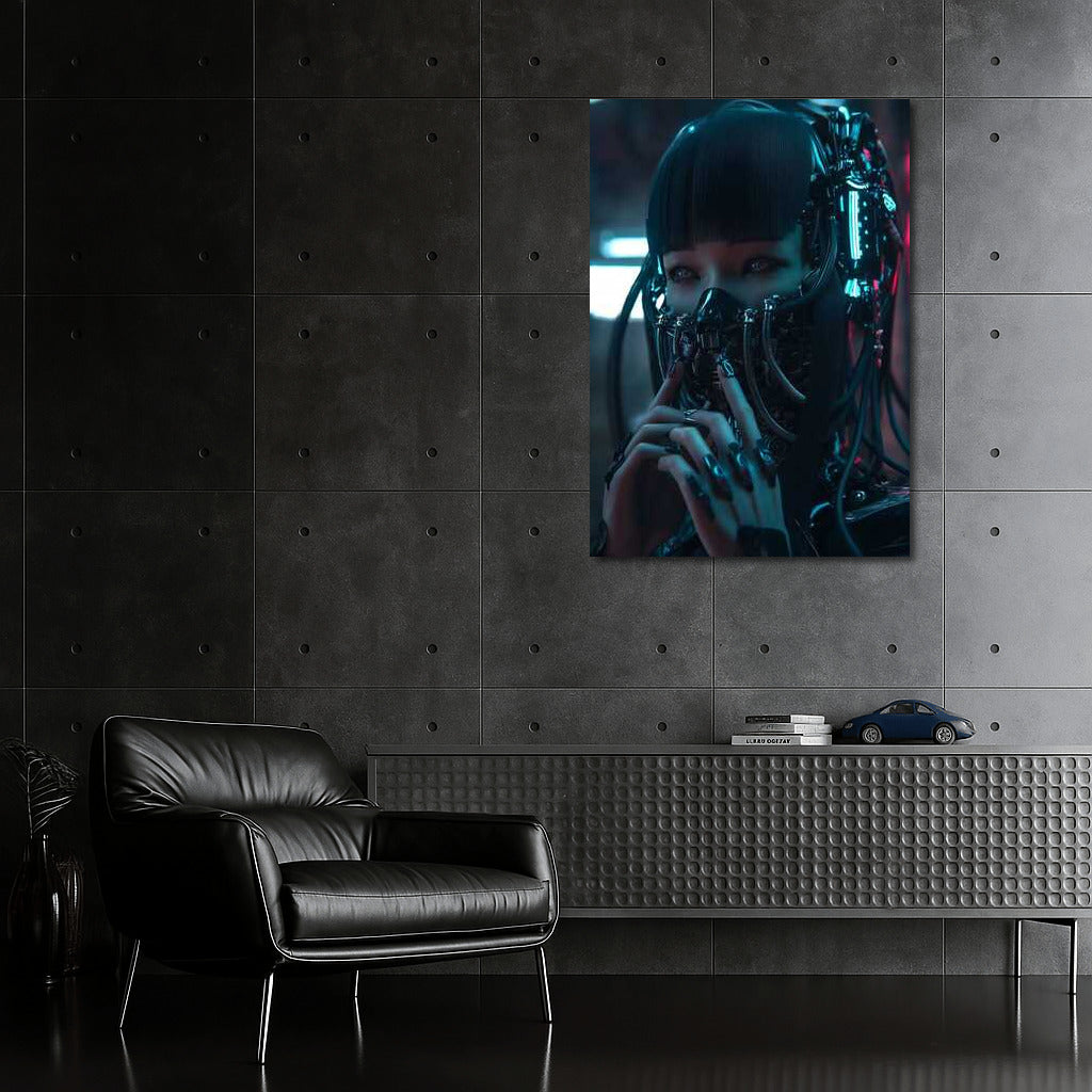 Neon Cyborg in the Dark: Cyberpunk Atmosphere