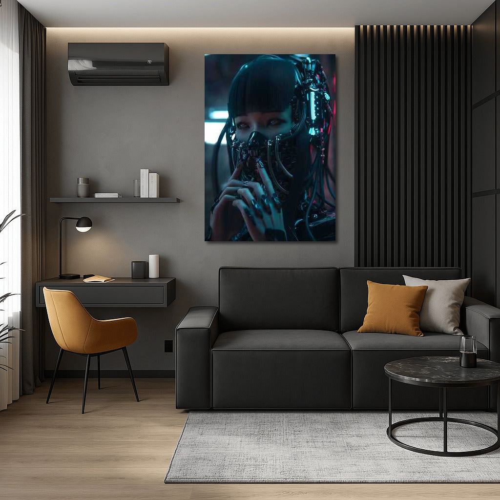 Neon Cyborg in the Dark: Cyberpunk Atmosphere