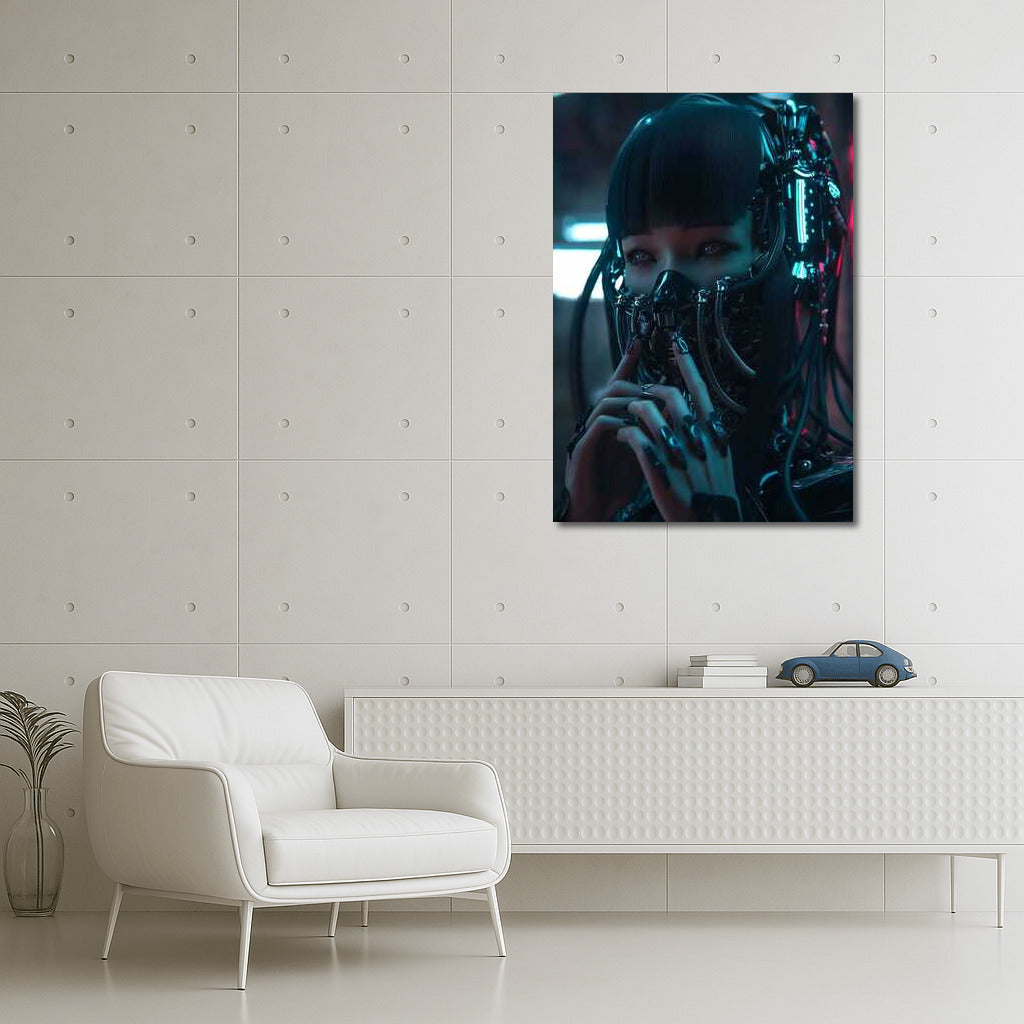 Neon Cyborg in the Dark: Cyberpunk Atmosphere