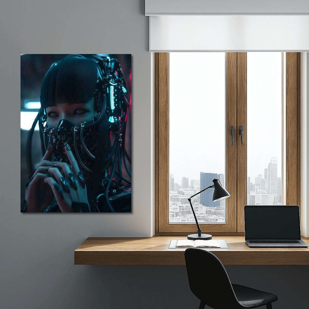 Neon Cyborg in the Dark: Cyberpunk Atmosphere