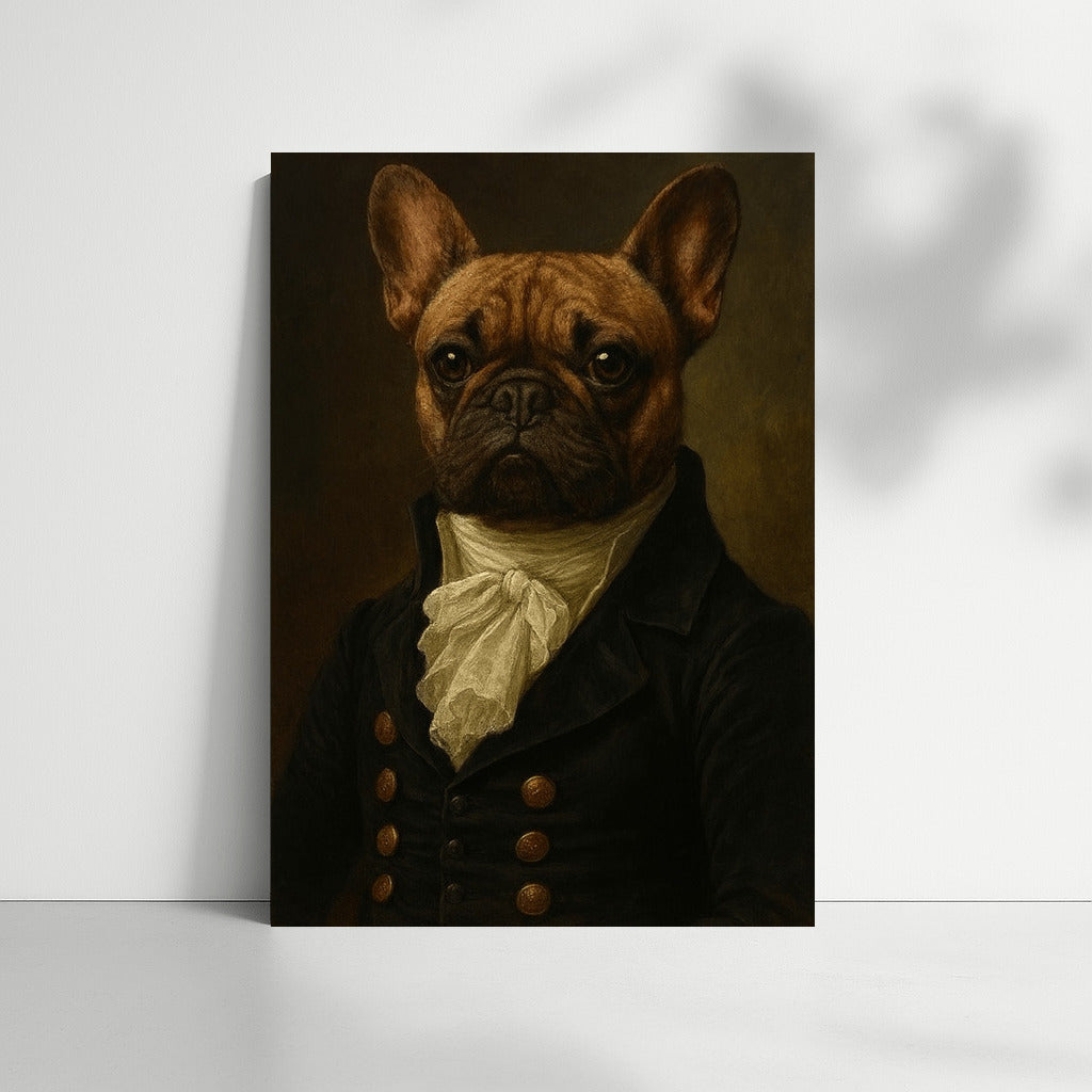 Bulldog in Period Costume: Dark Academia Elegance