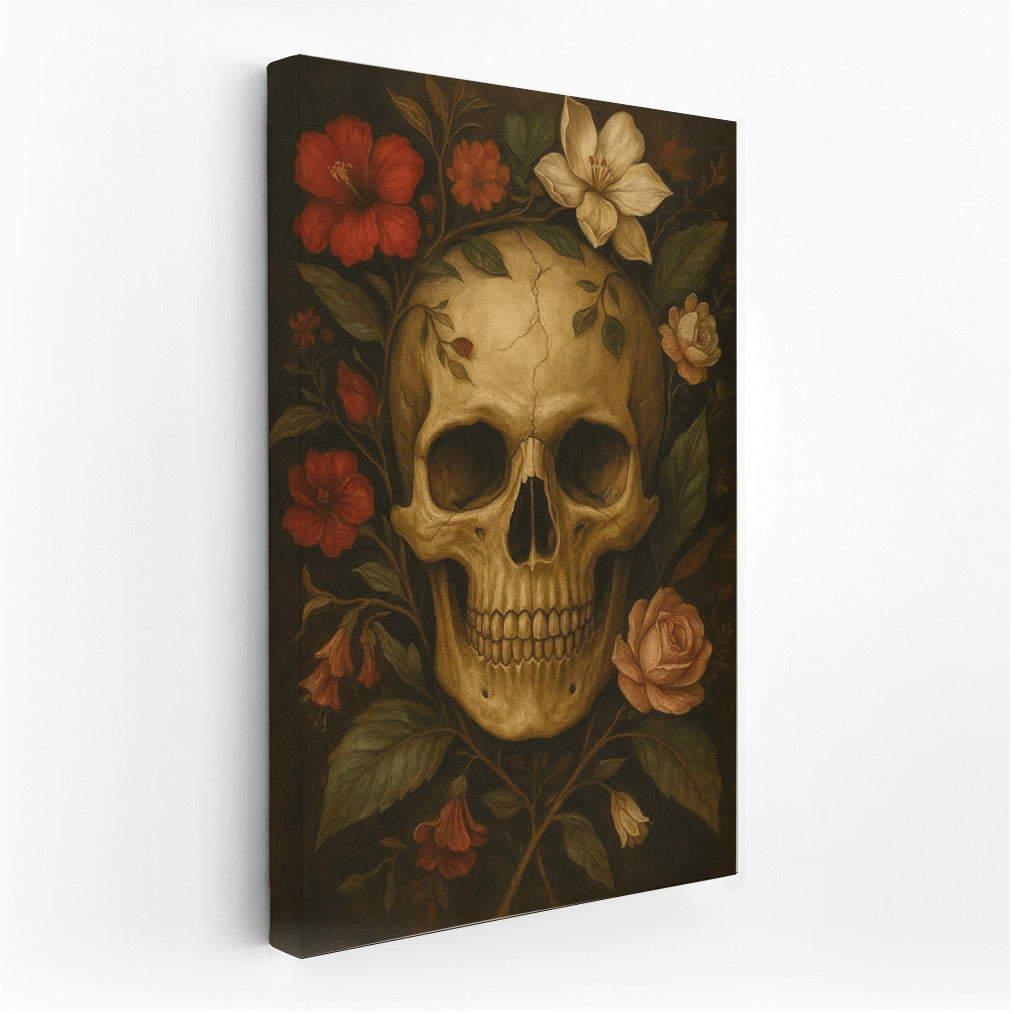 Skull and Flowers: Dark Academia Aesthetics