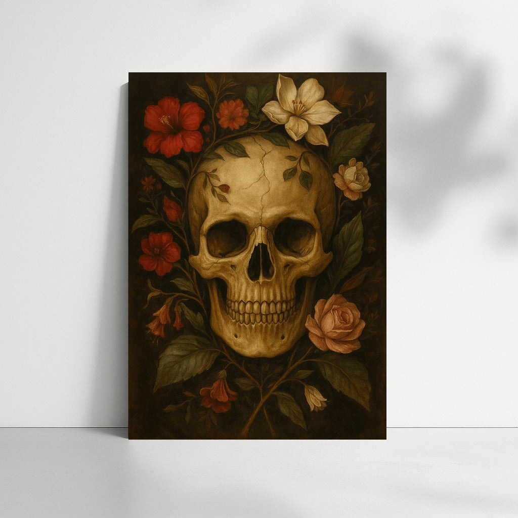 Skull and Flowers: Dark Academia Aesthetics