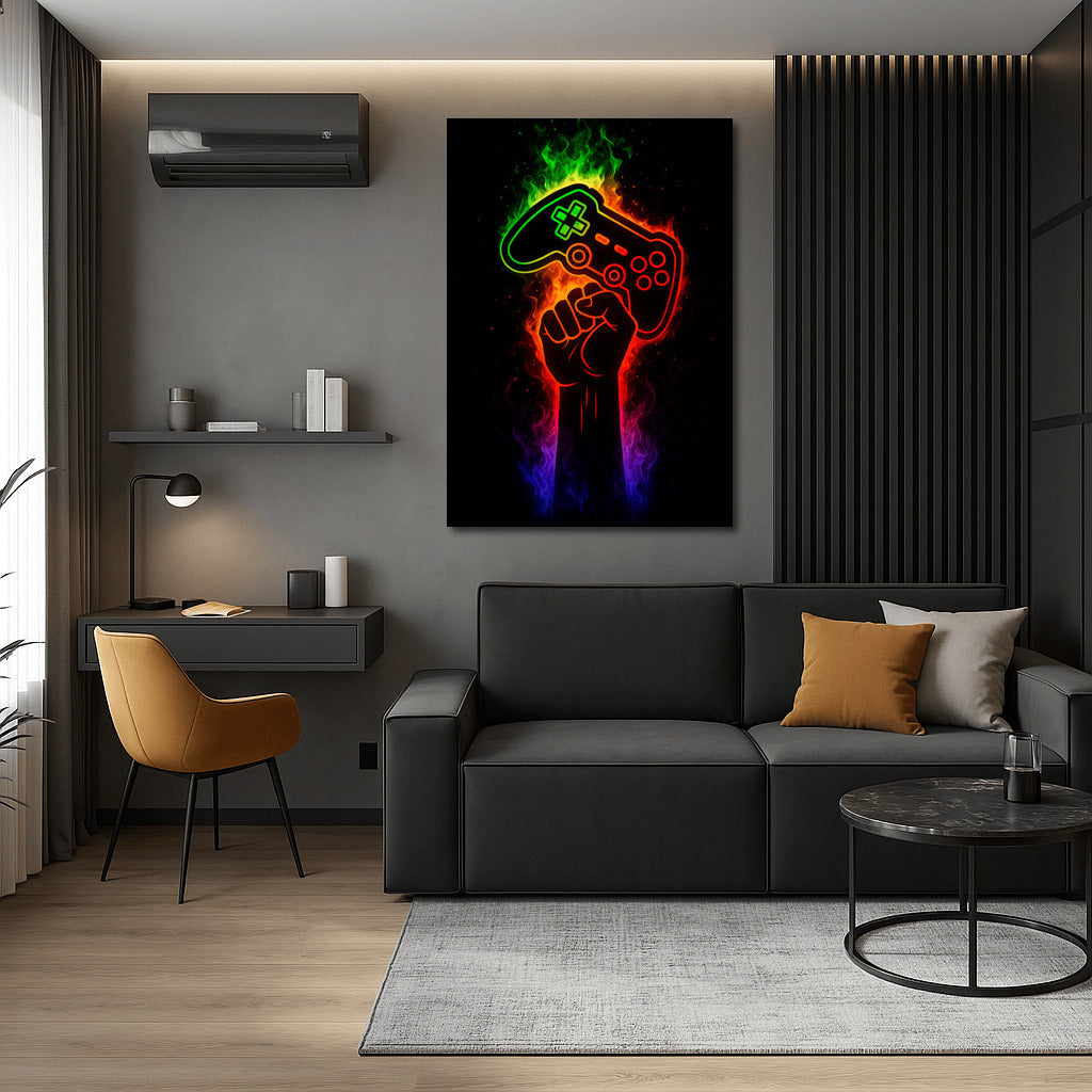 Energy Gaming: Controller in Raised Hand