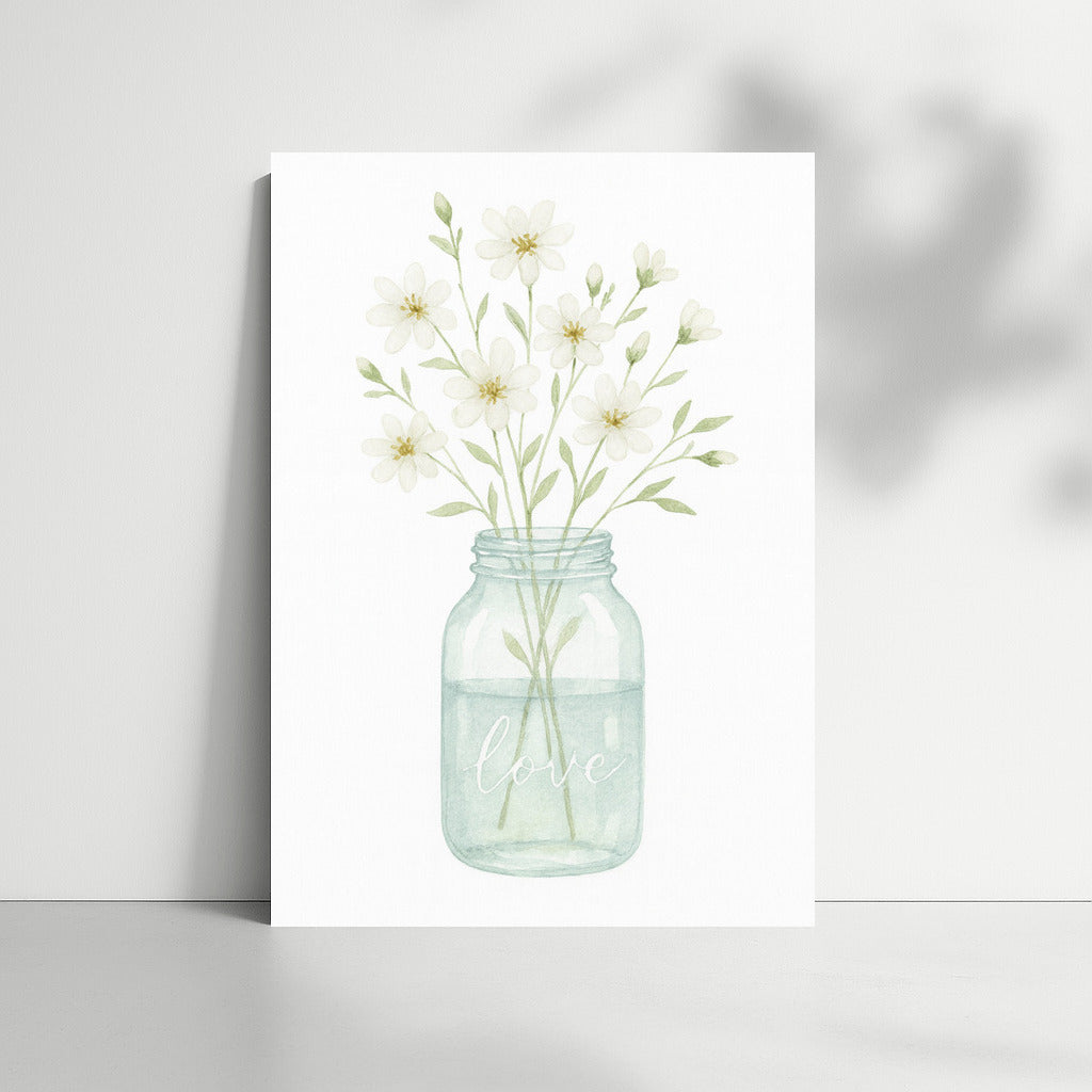 Delicate Flowers in a Jar: Atmosphere of Love and Tranquility