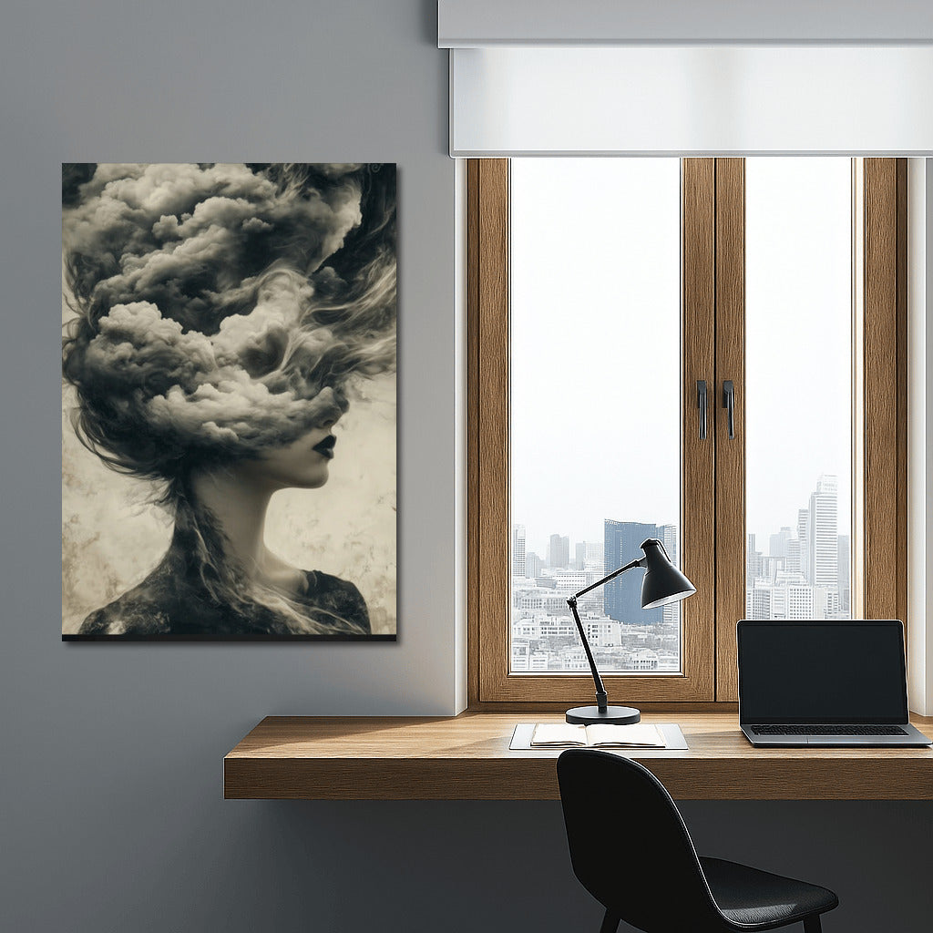 Misty Gothic: Female Figure in the Clouds