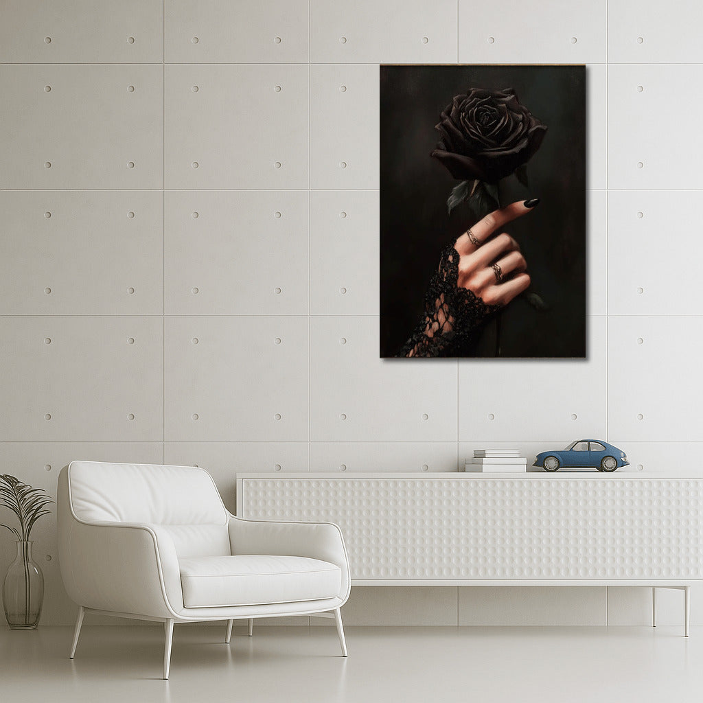 Mysterious Rose in Gothic Lace Hand