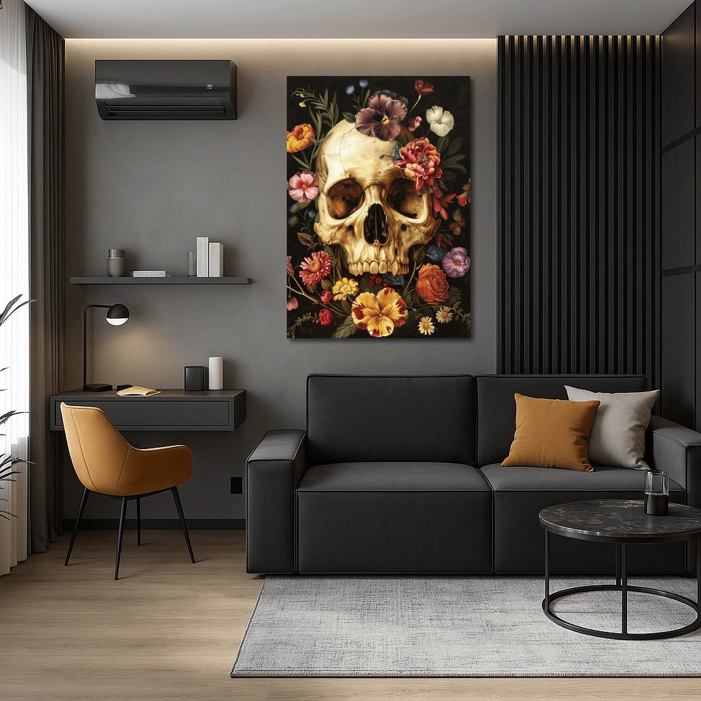 Gothic Skull in Flowers: Mystery and Beauty