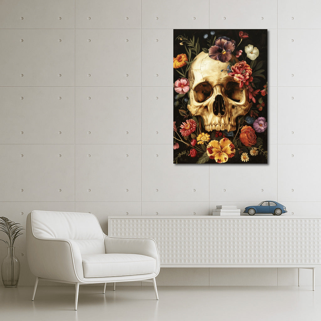Gothic Skull in Flowers: Mystery and Beauty
