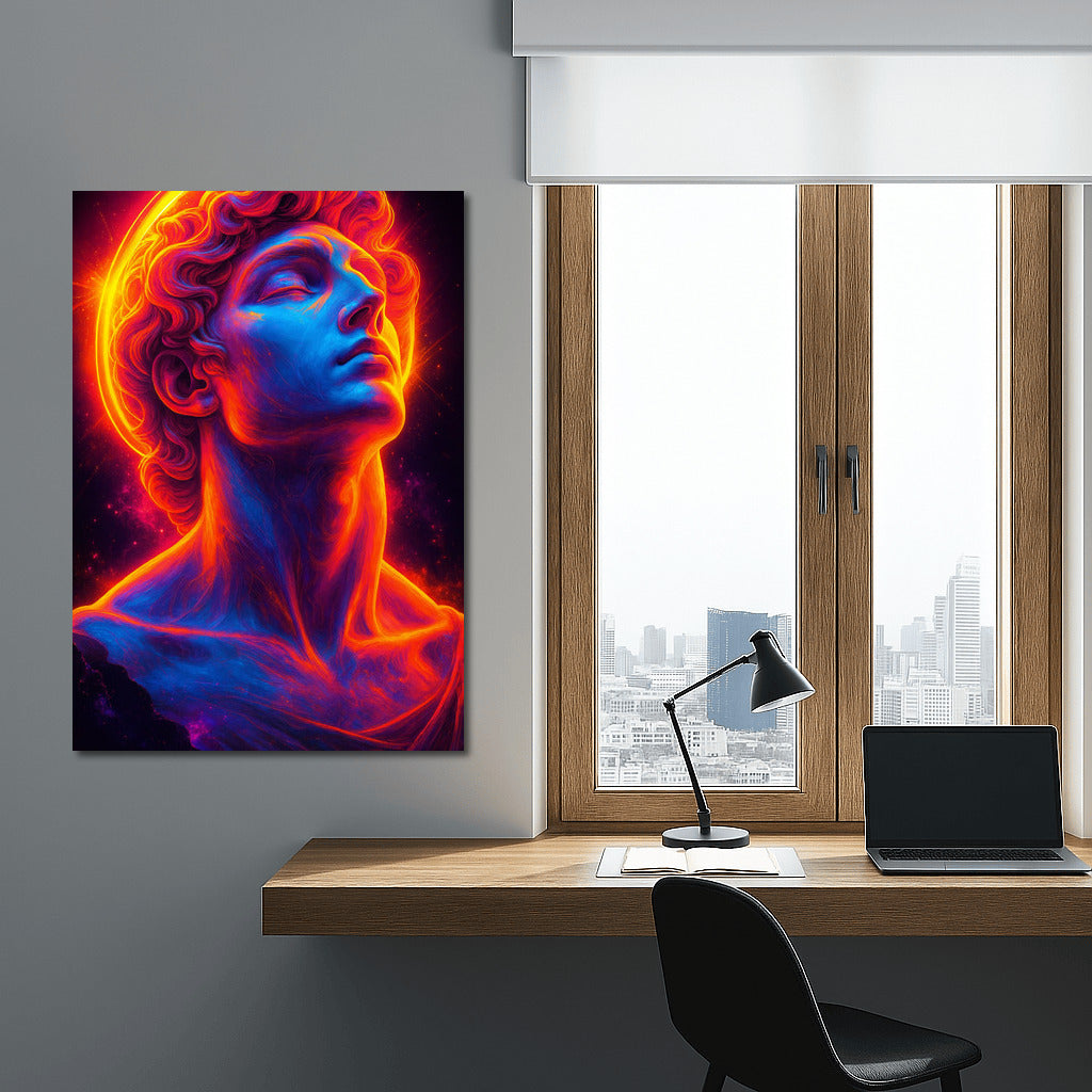 Neon Hipster: Mysterious Figure in Avant-Garde Style