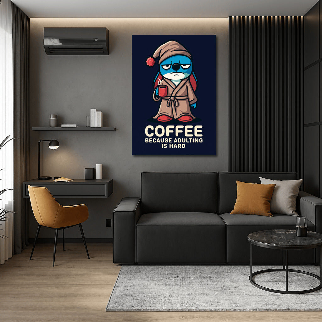 Morning Coffee and Humor: Funny Character in a Bathrobe