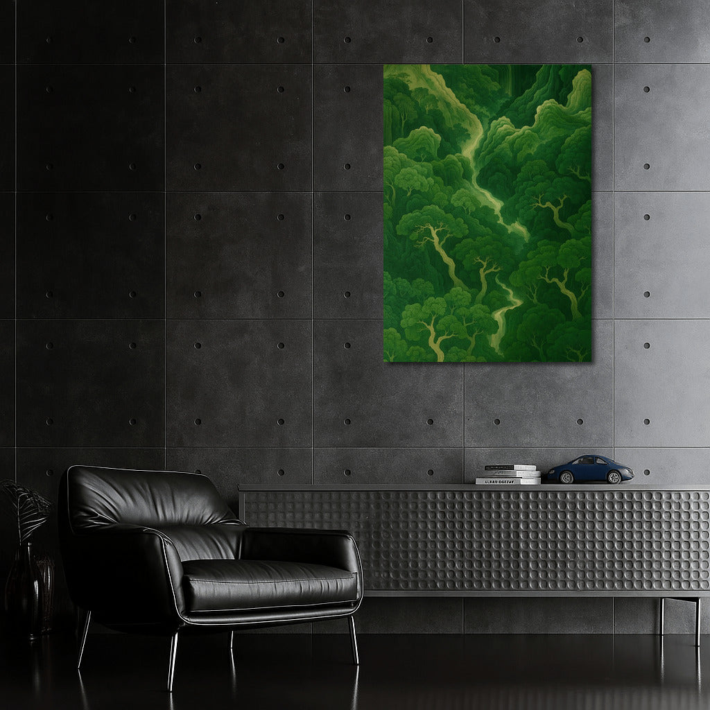 Green Forest of Tranquility: Japanese Minimalist Harmony