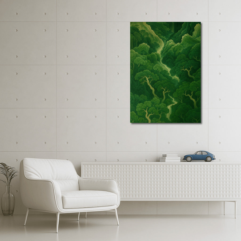 Green Forest of Tranquility: Japanese Minimalist Harmony