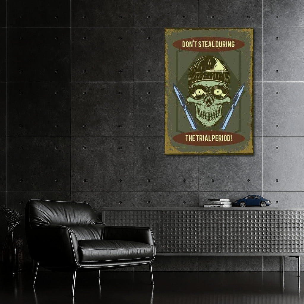 Stylish Skull in Hat and Glasses for Man Cave