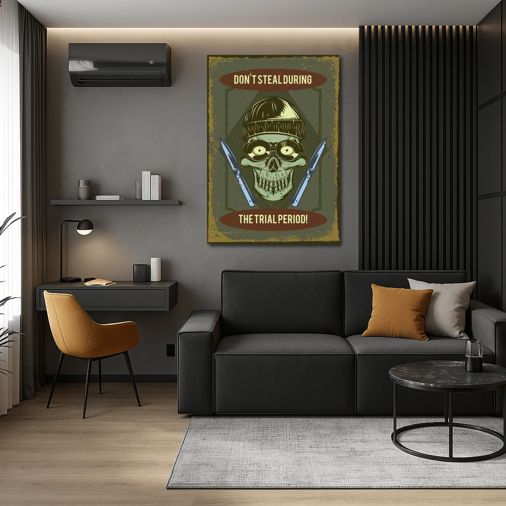 Stylish Skull in Hat and Glasses for Man Cave