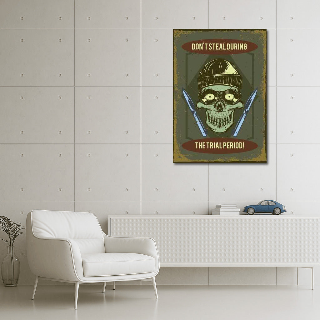 Stylish Skull in Hat and Glasses for Man Cave