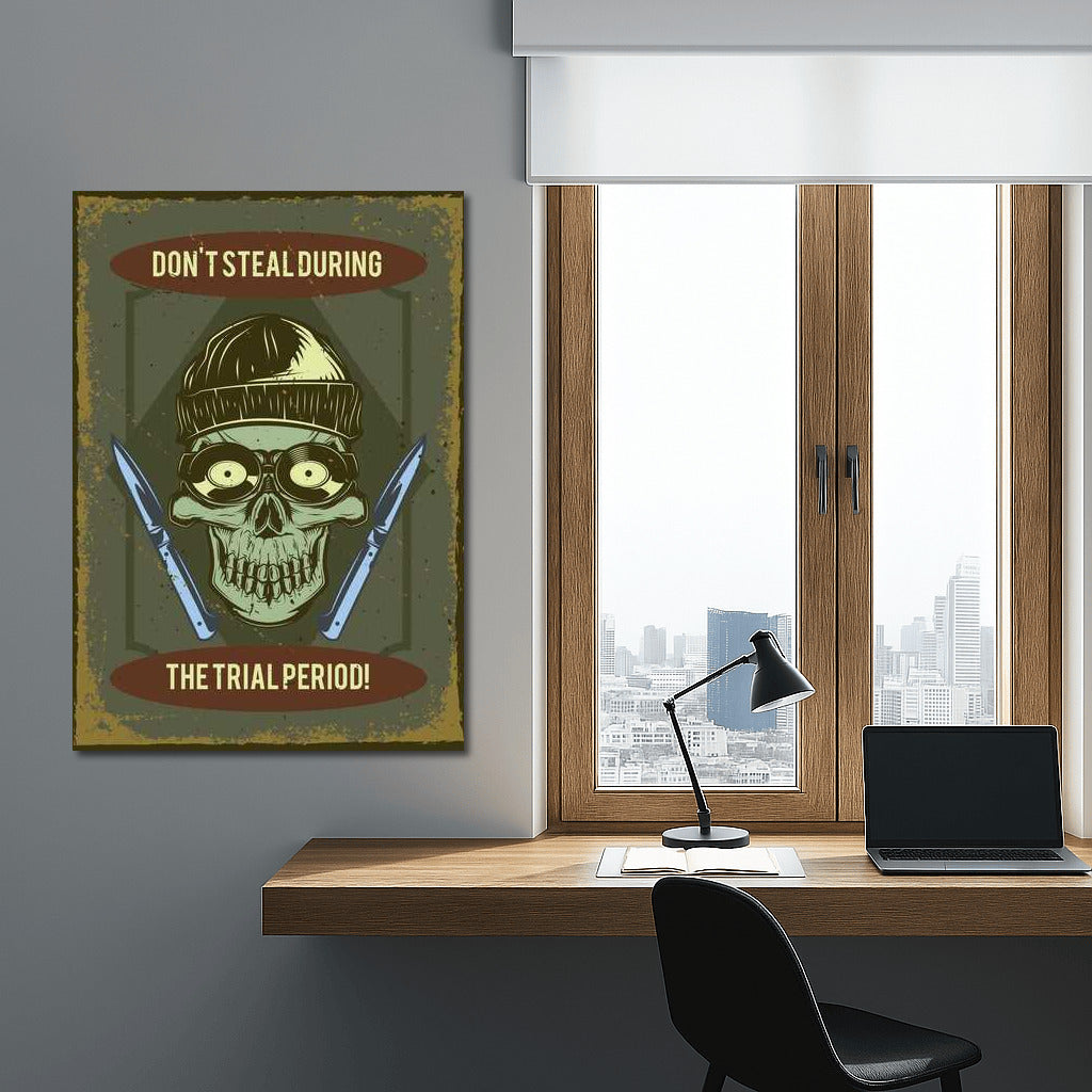 Stylish Skull in Hat and Glasses for Man Cave