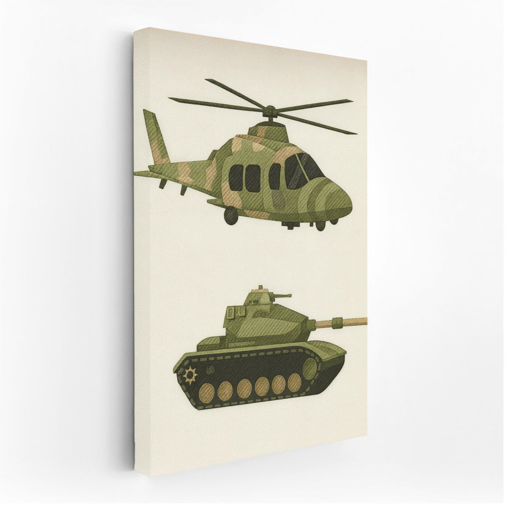 Military Glory: Tank and Helicopter in Camouflage for Military Veterans Fans