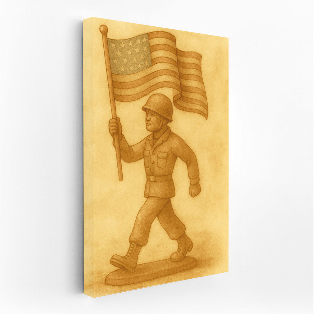Strength and Honor: Soldier with a Banner - Military Veterans
