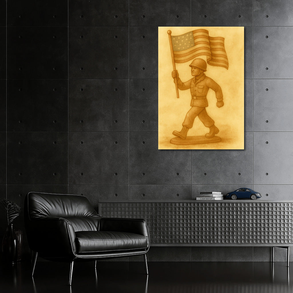 Strength and Honor: Soldier with a Banner - Military Veterans