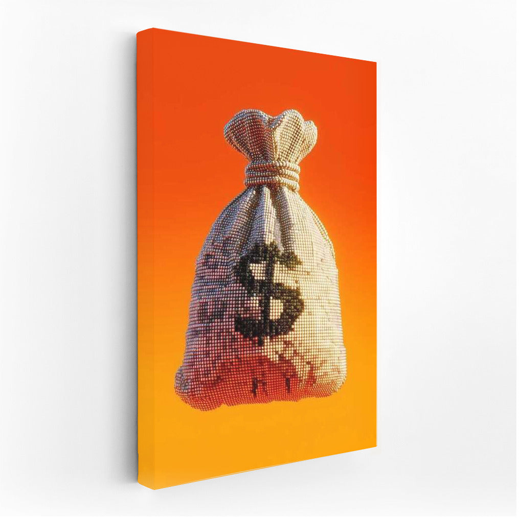 Sunset Glow of Wealth: Bag of Money