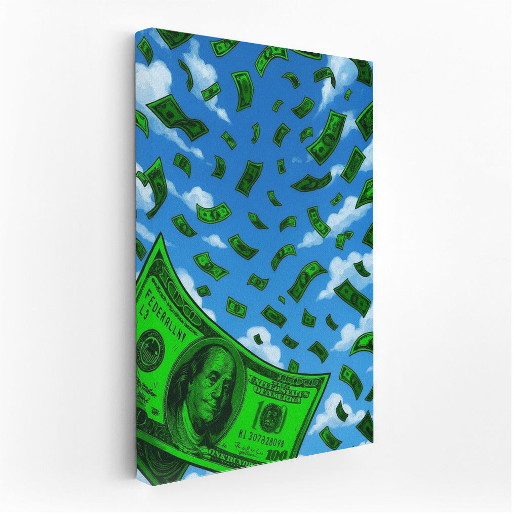 Wings of Wealth: Banknotes Flying in the Sky