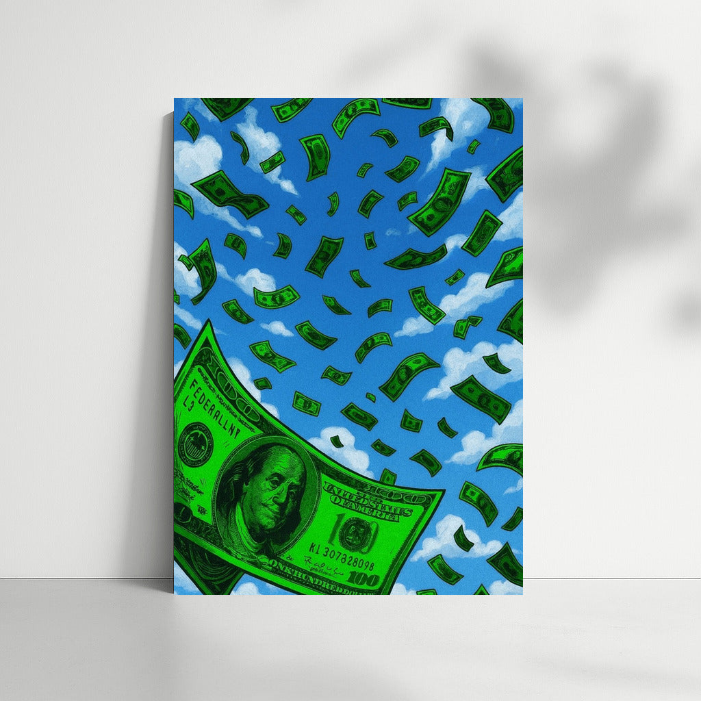 Wings of Wealth: Banknotes Flying in the Sky