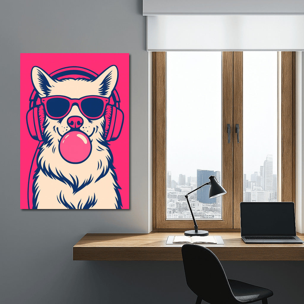 Musical Dog in Headphones: Joy and Music