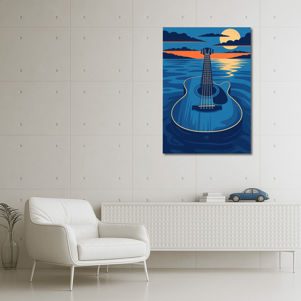 Guitar in Sunset Waves: Musical Harmony
