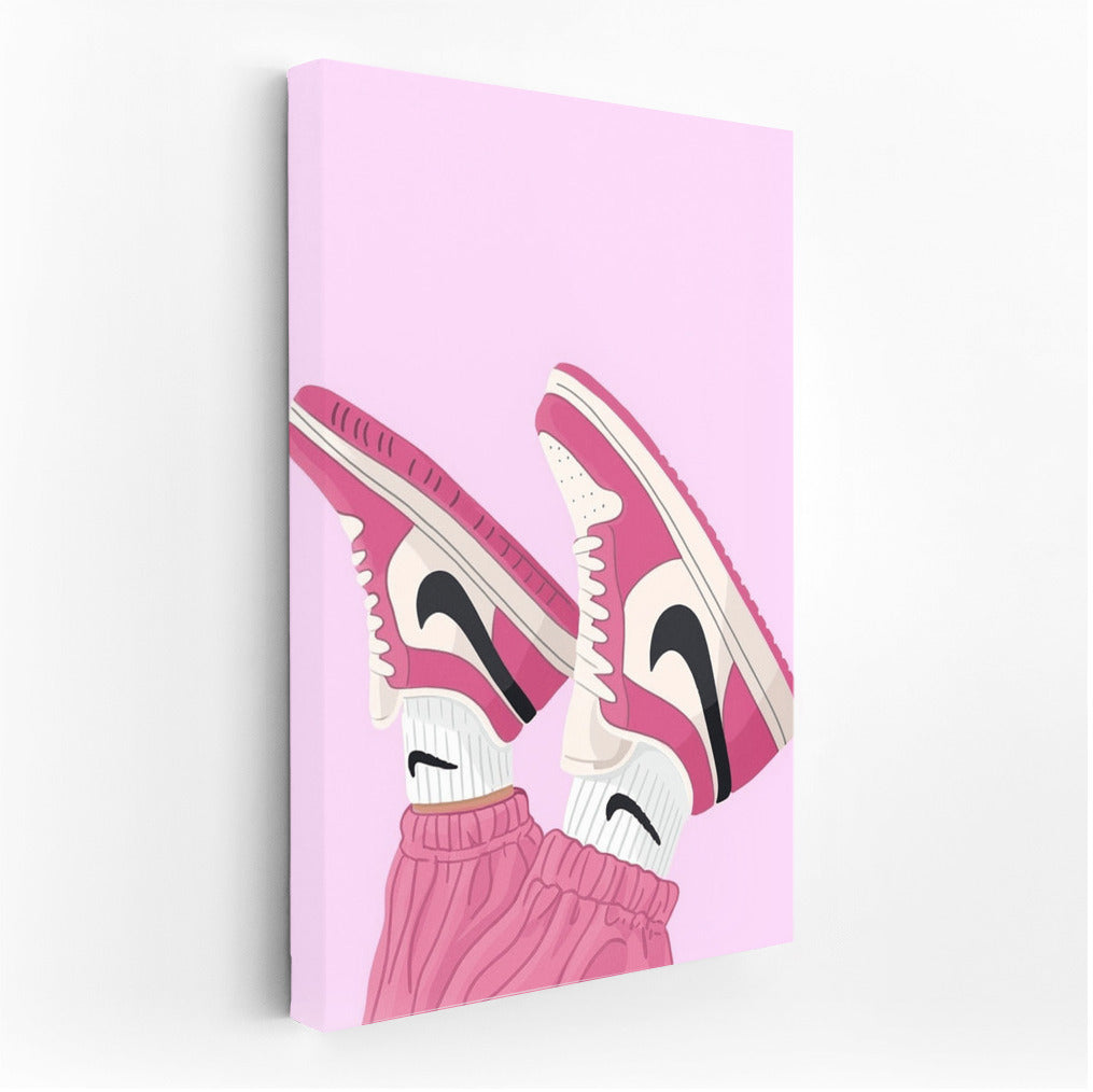 Floating Nike Sneakers On Pink Background