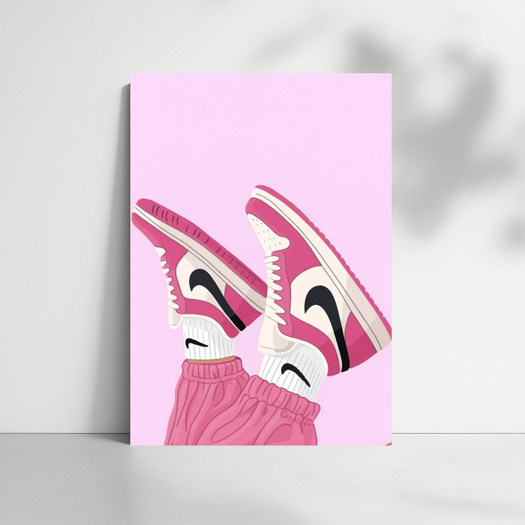 Floating Nike Sneakers On Pink Background