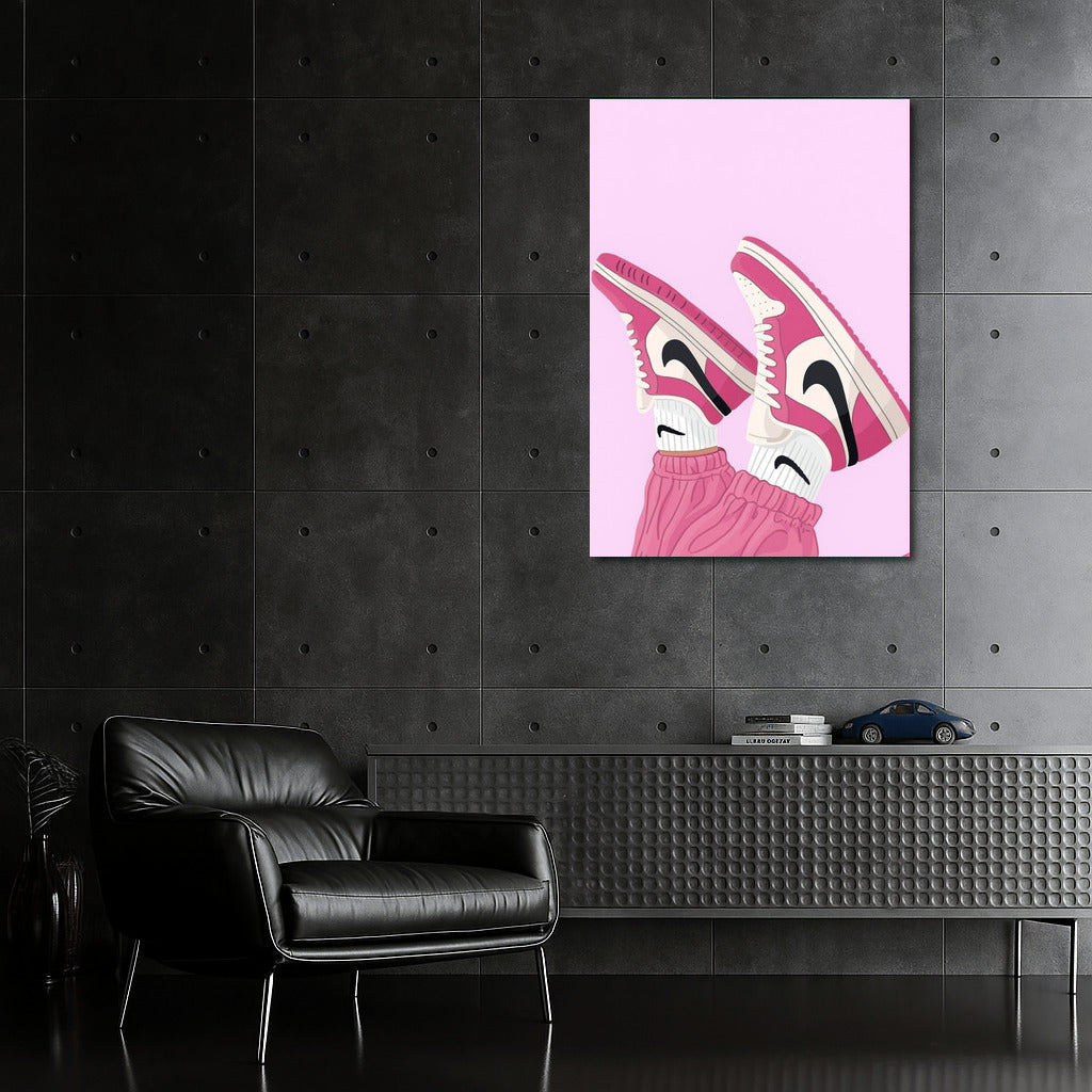 Floating Nike Sneakers On Pink Background