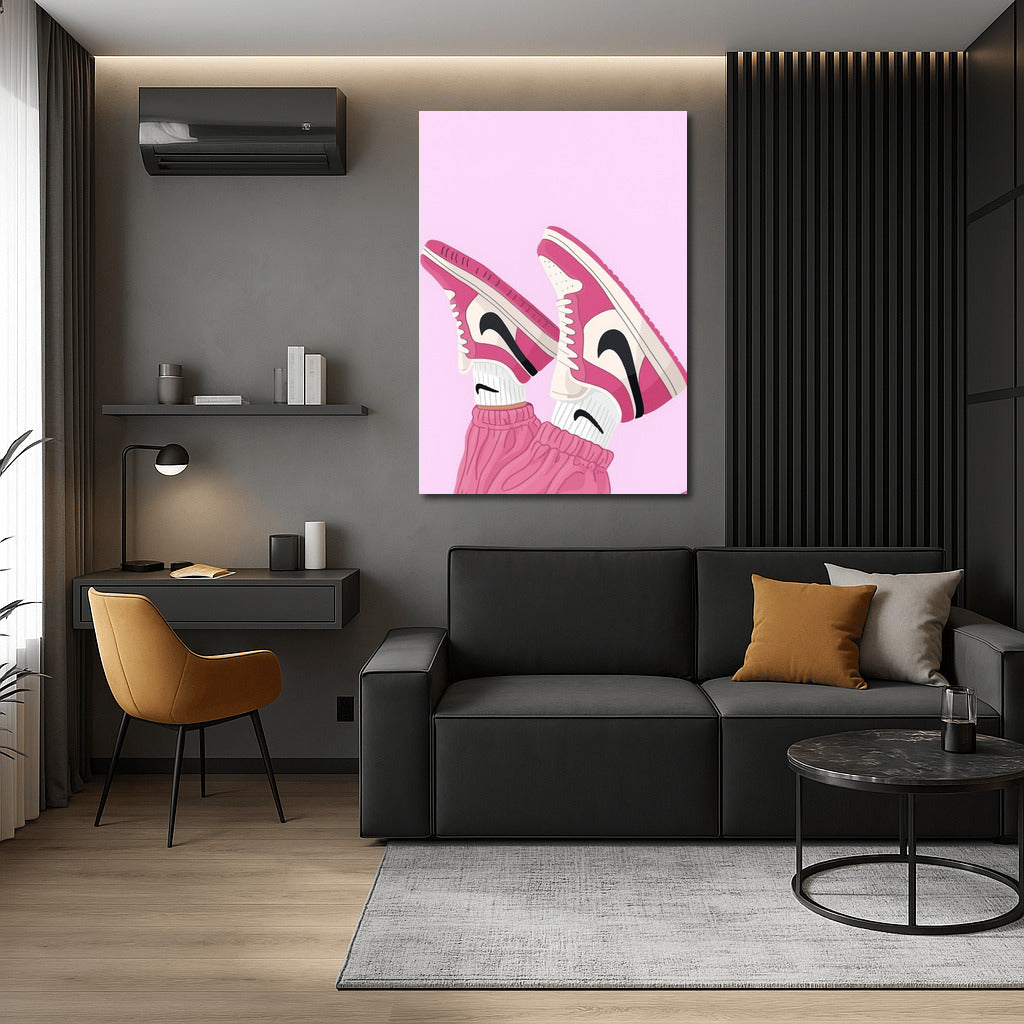 Floating Nike Sneakers On Pink Background