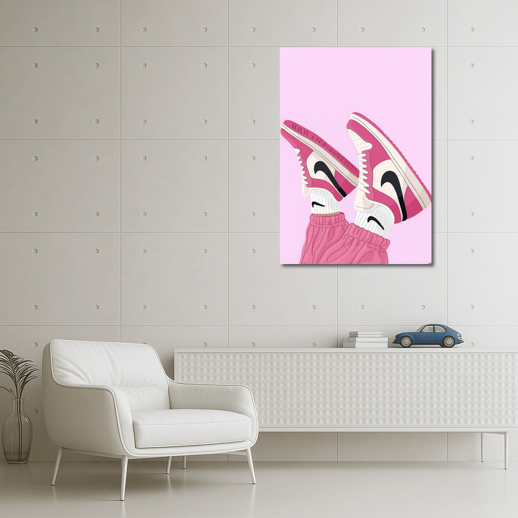 Floating Nike Sneakers On Pink Background