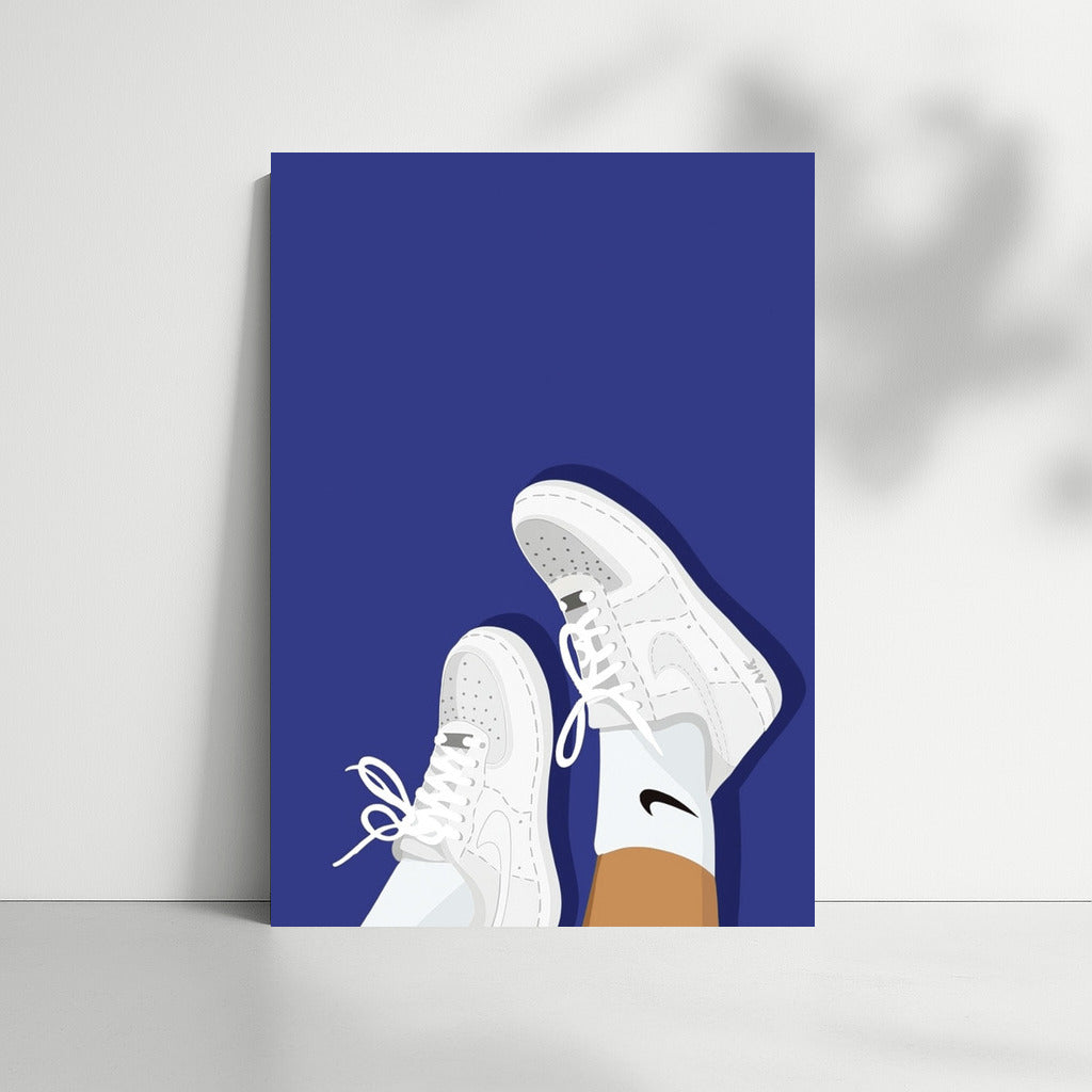 Nike Flying Sneakers On Blue Background