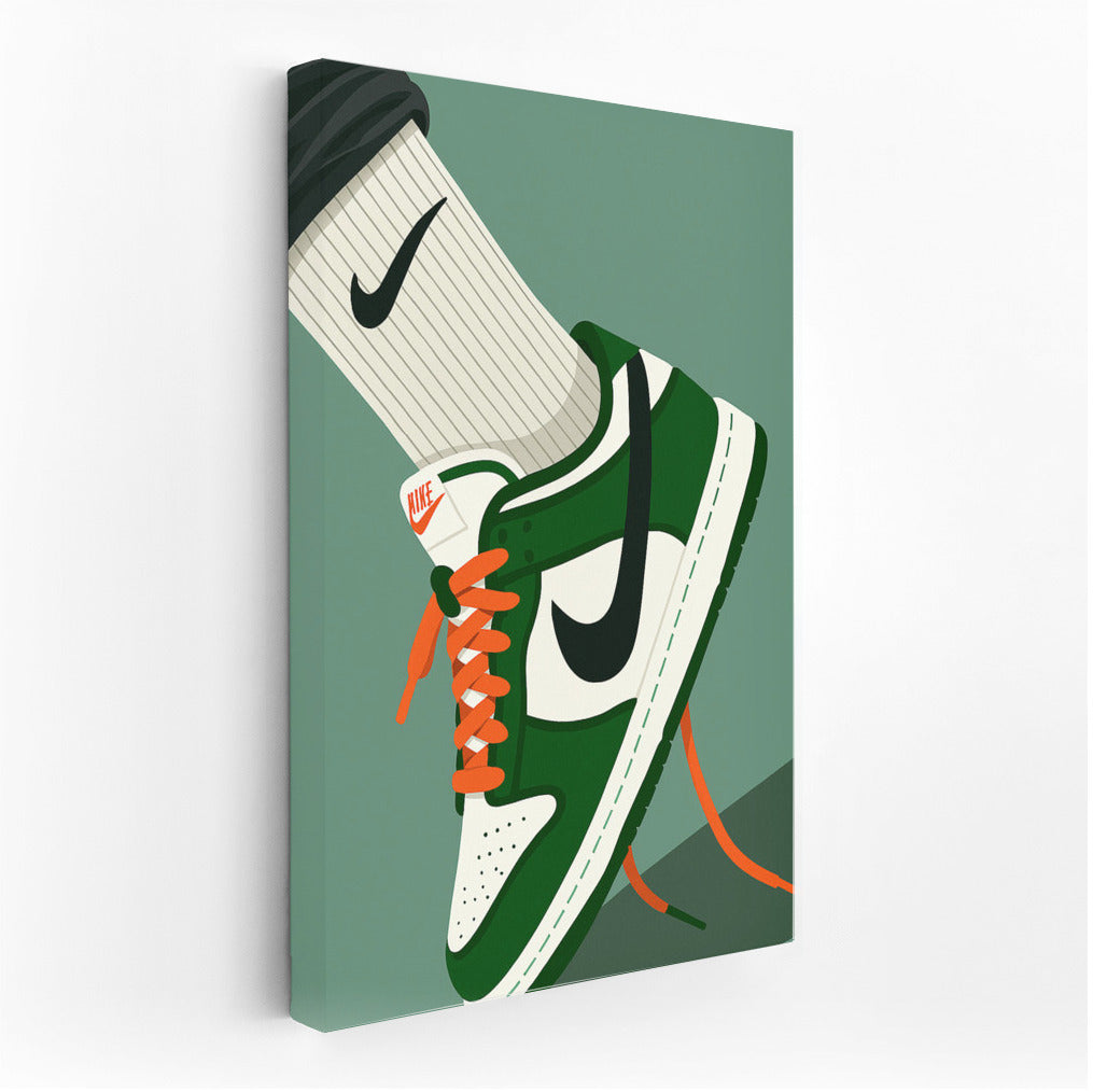Bright and Moving: The Iconic Nike Sneakers on the Wall