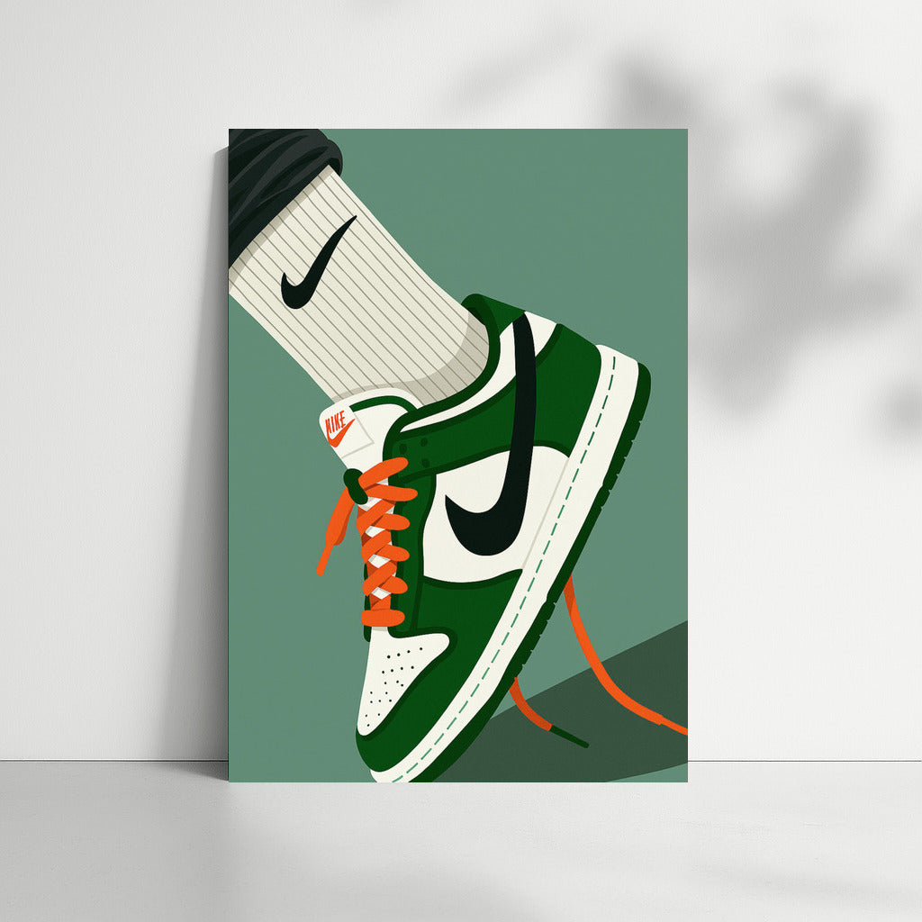 Bright and Moving: The Iconic Nike Sneakers on the Wall