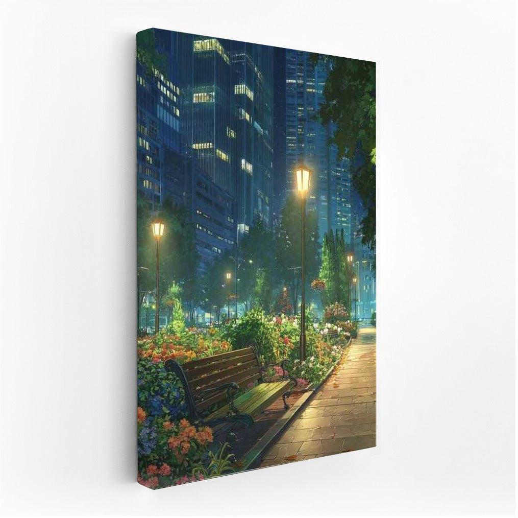 Night Symphony: Architectural High-Rises and Blooming Park