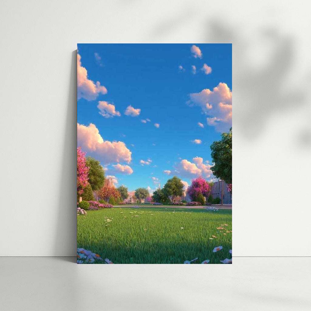 Architectural Charm of Parks: Clouds Over Blooming Expanses