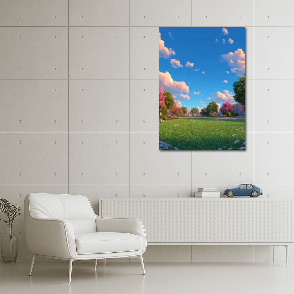 Architectural Charm of Parks: Clouds Over Blooming Expanses