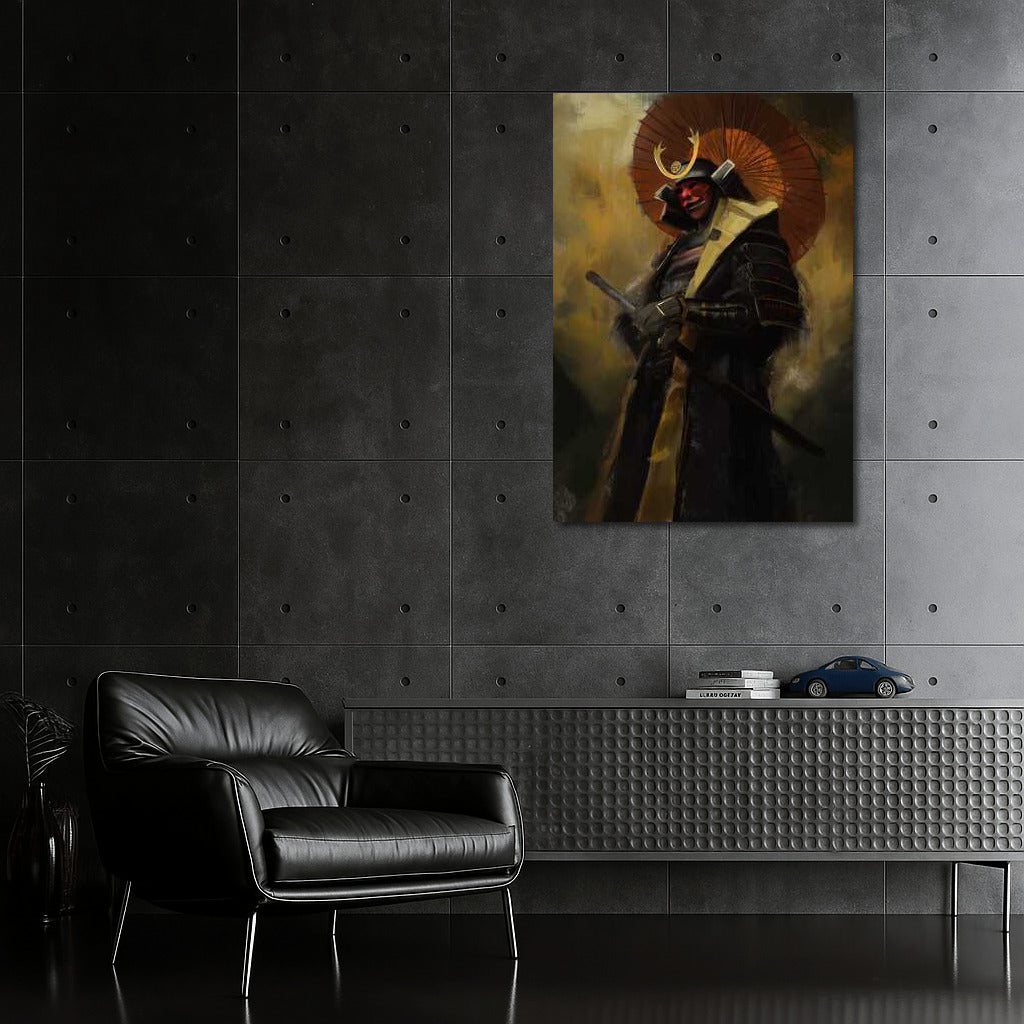 Mysterious Samurai in a Colorful Mask