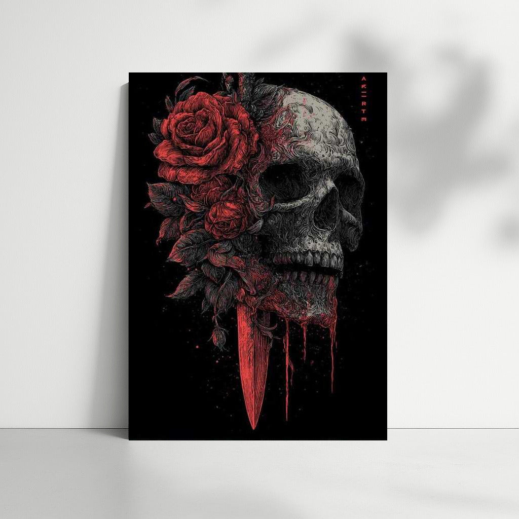 Skull Dance with Flowers and Dagger