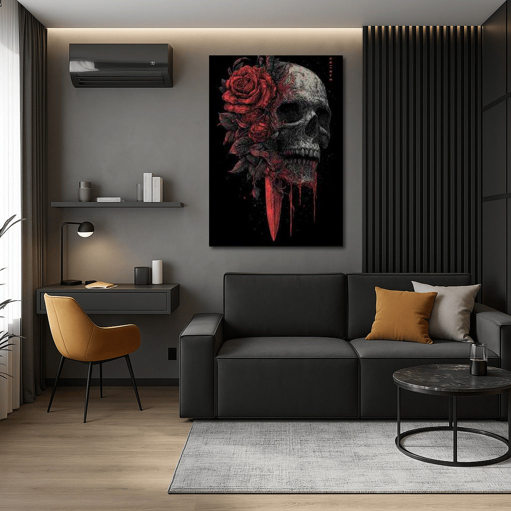 Skull Dance with Flowers and Dagger