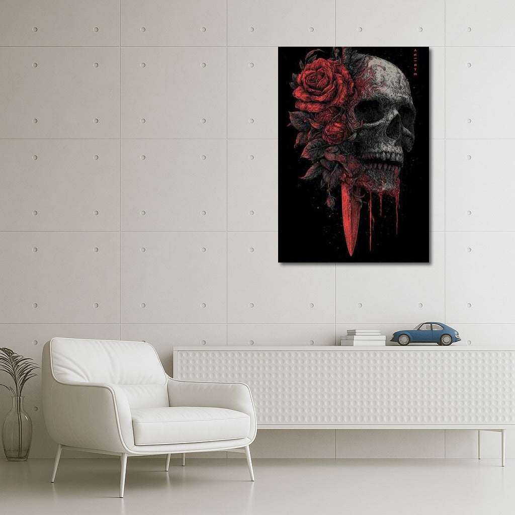 Skull Dance with Flowers and Dagger