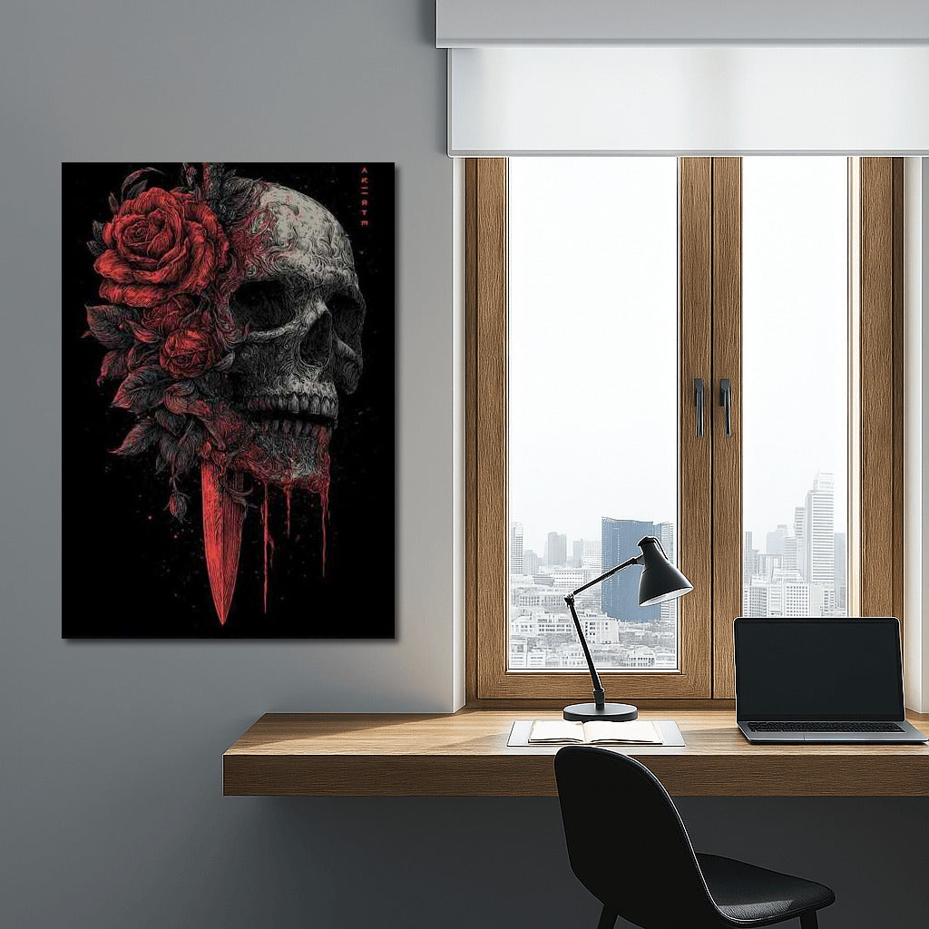 Skull Dance with Flowers and Dagger